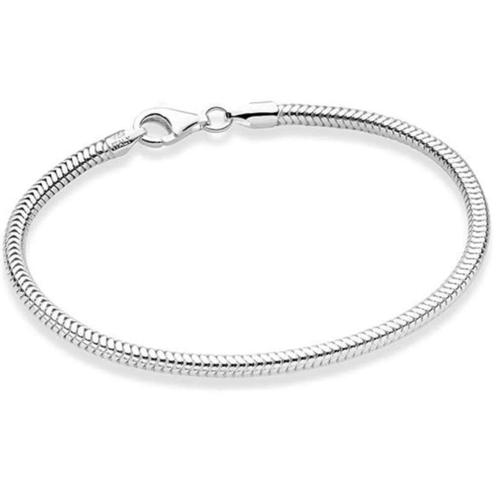 925 Sterling Silver Solid 3mm Snake Chain Bracele… - image 4